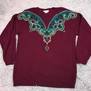 Vintage Carriage Court Sweater Womens L Metallic Sparkly Butterfly Comfort